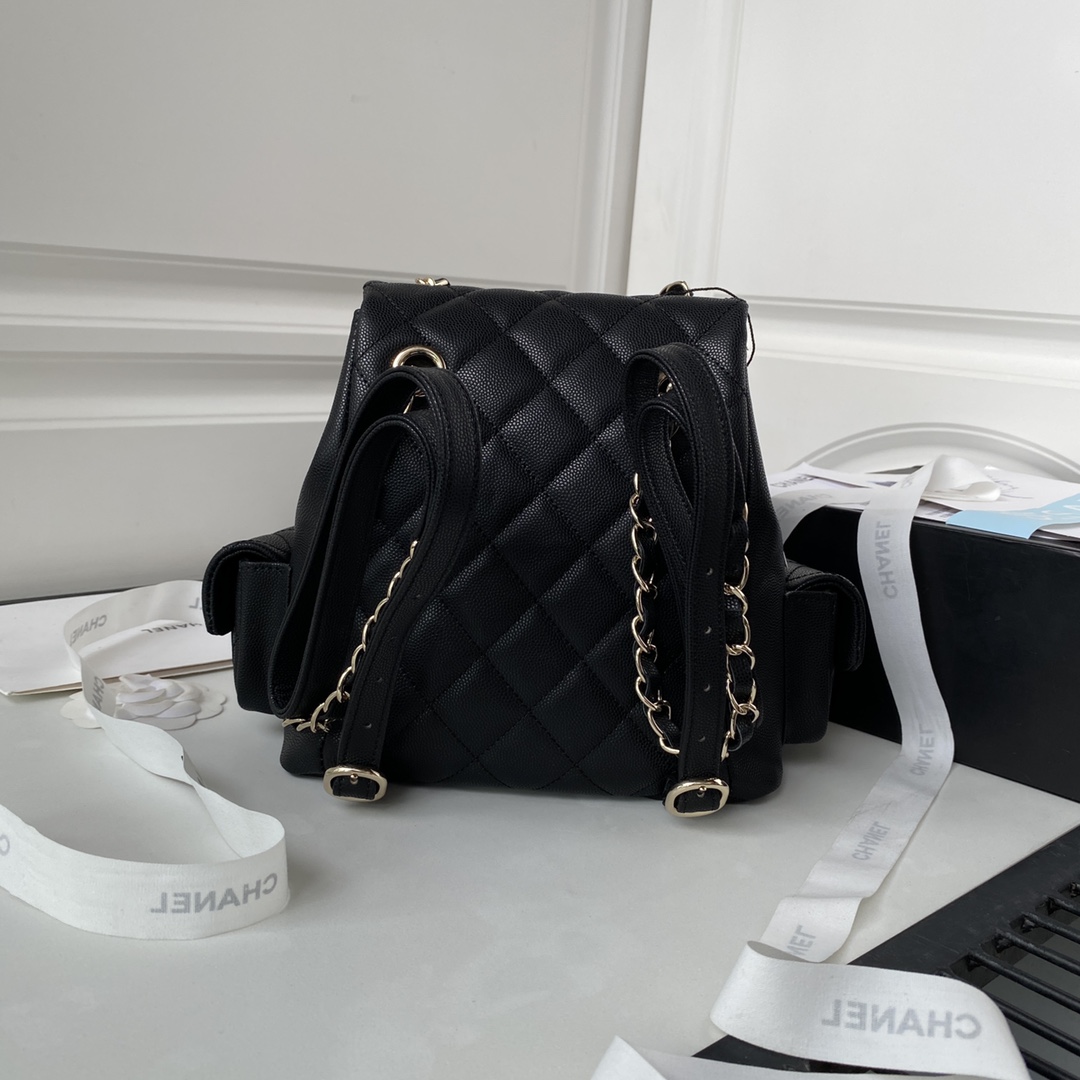 Caviar Leather Small Backpack AS4399 Black